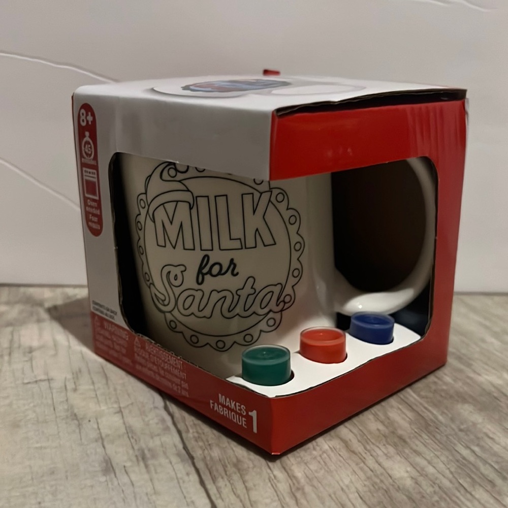 NWT Color-In Mug Kit - Milk for Santa Mug - Kids Christmas Crafts - Holiday Gift